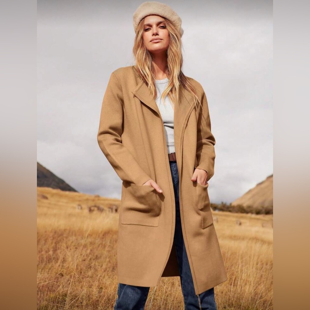 Women's Camel Cardigan Coat